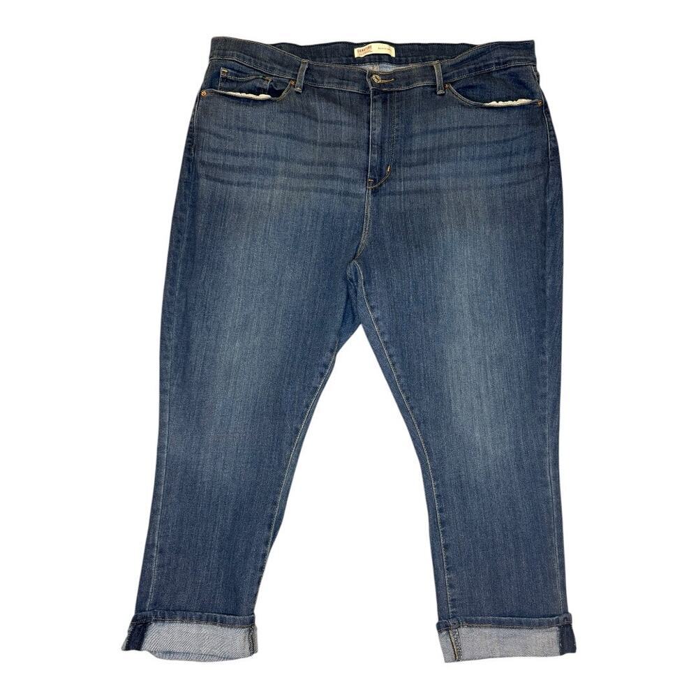 Signature‎ Levi Strauss Women's Mid-Rise Capri Jeans Blue Size 22 Rolled Cuffs